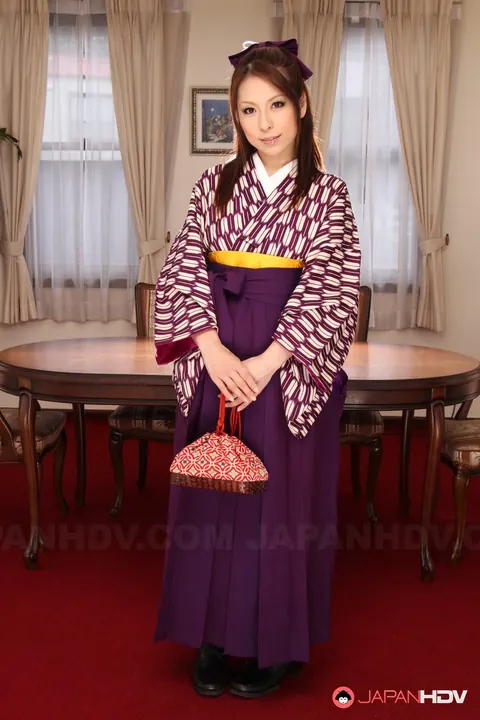 Himeki Kaede: Japanese Redhead MILF Strips Out of Her Skirt and Kimono Robe – photo 3 of 15
