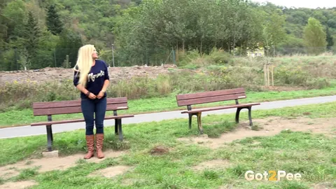 Jenna Lovely: European Blonde Squats in Boots and Jeans to Piss Outdoors – photo 2 of 15