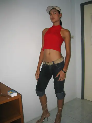 Thick Asian Trans Woman Slips Out of Her Jeans and Reveals Panties