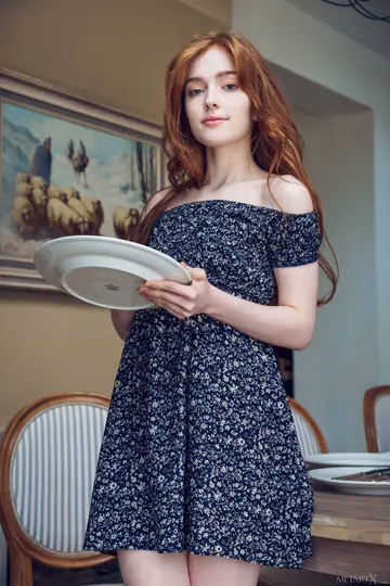 Skinny Redhead Fingers Herself in a Skirt