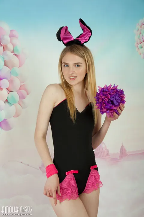 Lia Kate: Skinny Blonde in Bunny Ears Strips and Spreads – photo 1 of 20