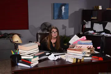 Busty Blonde Secretary in Glasses Sucks Cock and Gets Eaten at the Office