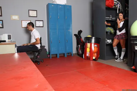 Audrey Bitoni: Busty Brunette in Uniform Fucks in the Gym – photo 2 of 21