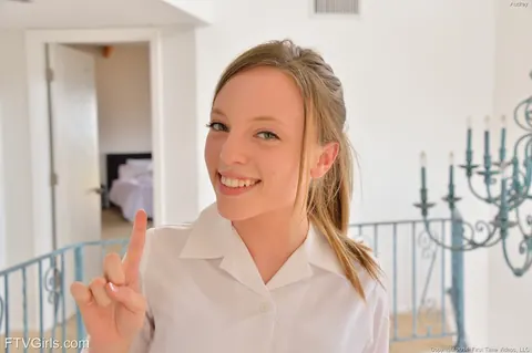 Aubrey Star: Skinny Blonde in Socks Fingers Her Ass – photo 3 of 16