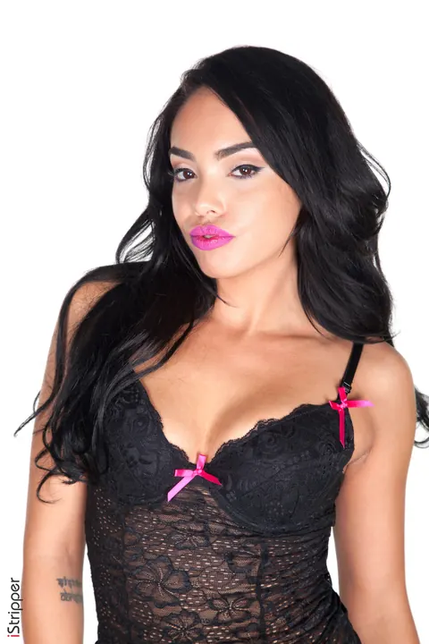 Selena Santana: Brunette Latina in Lingerie and Stockings Strips Nude – photo 2 of 15