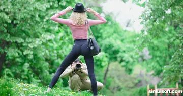 Lady Lyne – Skinny Blonde in Stockings and Heels Joins a Threesome
