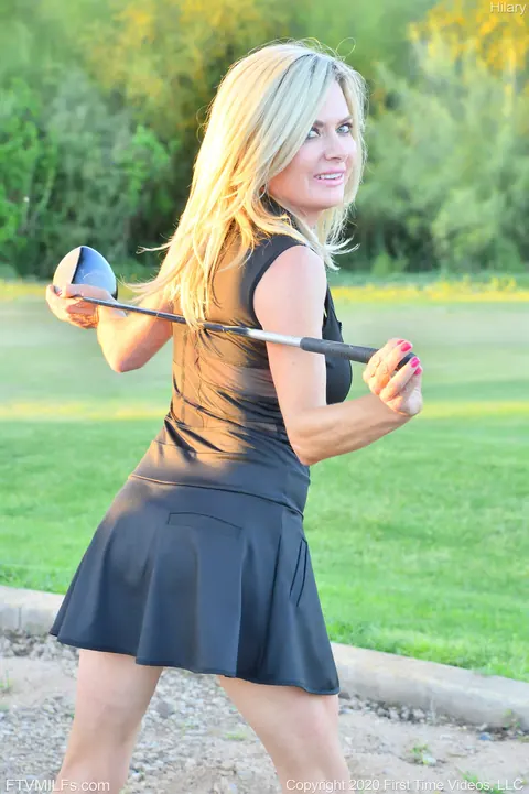 Busty Blonde MILF Flashes Panties and Cleavage Outdoors – photo 14 of 20