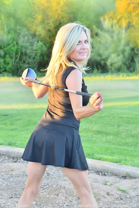 Busty Blonde MILF Flashes Panties and Cleavage Outdoors – photo 13 of 20
