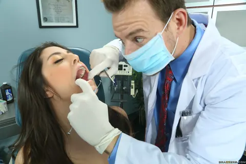 Natalie Monroe: Brunette in Uniform Sucks Cock and Takes Anal on a Chair – photo 2 of 21