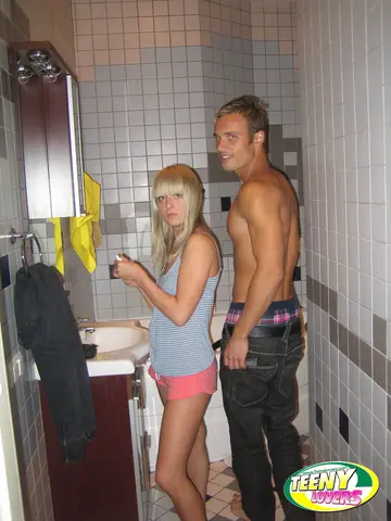 European Blonde Gets Fucked Over the Bathroom Sink