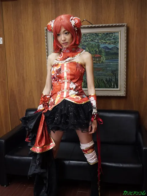 Megu Memezawa: Busty Asian Redhead in Costume Sucks Cock After Fingering – photo 1 of 20