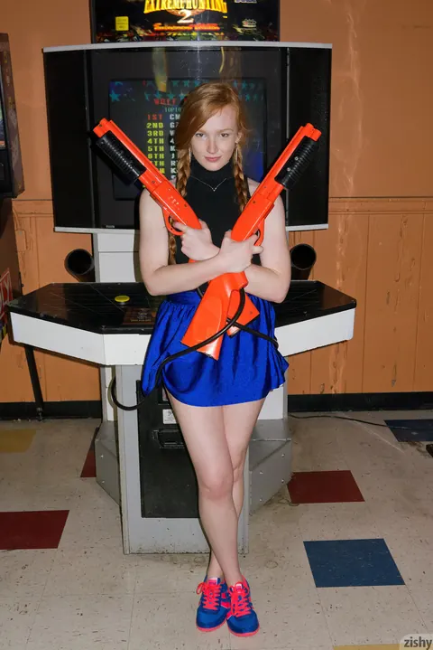 Bree Abernathy: Slim Redhead in Pigtails Lifts Her Skirt Outdoors – photo 8 of 11