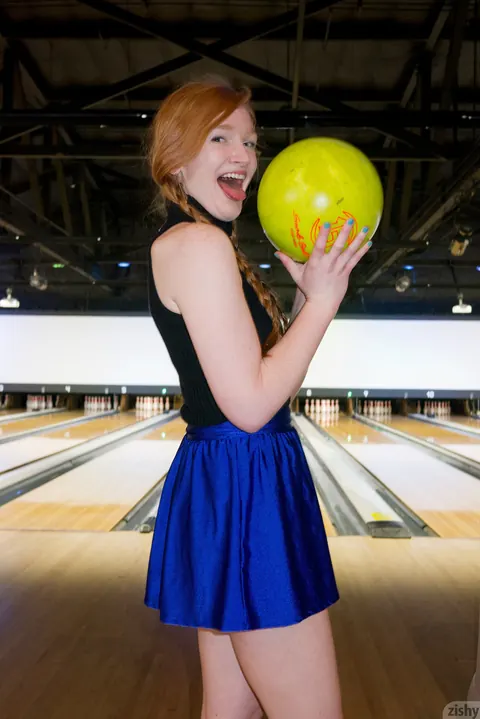 Bree Abernathy: Slim Redhead in Pigtails Lifts Her Skirt Outdoors – photo 3 of 11