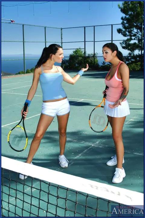 Angelina Valentine: Three Busty Latina Brunettes Fuck a Guy After Tennis Outdoors – photo 8 of 21