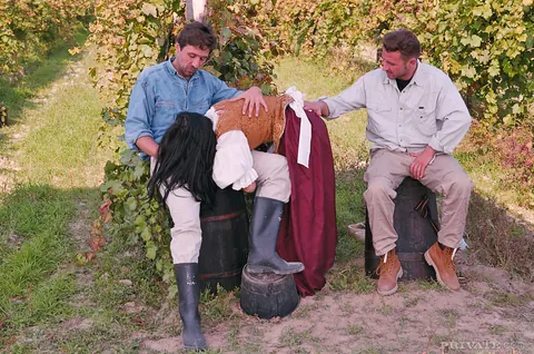 Sarah oNeal: Brunette in Costume Gives a Double Handjob and Takes DP Outdoors – photo 2 of 14