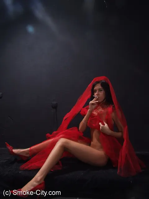 European Brunette Smokes a Cigarette While Nude – photo 4 of 16