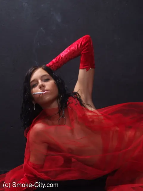 European Brunette Smokes a Cigarette While Nude – photo 1 of 16