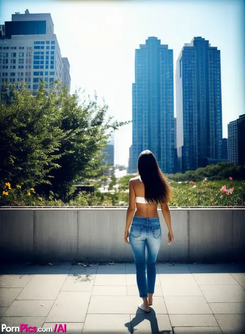 AI-Generated Skinny Brunette Strips and Spreads Outdoors – photo 1 of 10
