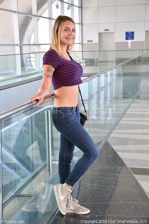 Gabbie Carter: Blonde Amateur with Big Tits Teases Outdoors by a Car – photo 3 of 20