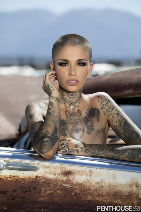 Leigh Raven: Tattooed Brunette with Small Tits Poses Nude Outdoors – photo 14 of 20