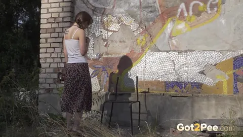 Diana Sweet: Brunette PAWG Squats on a Chair and Pees Outdoors – photo 3 of 15