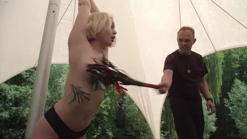 Tattooed Blonde Endures Bondage and Dildo Play Outdoors – photo 3 of 15