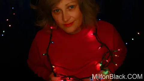 BBW MILF with Big Tits Poses Under Christmas Lights – photo 8 of 15