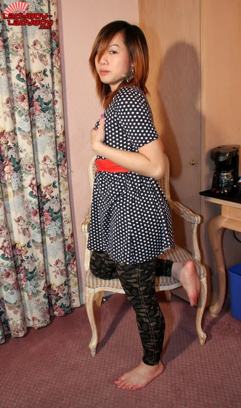 Asian Trans Woman Undresses and Poses Nude in Profile View – photo 2 of 16