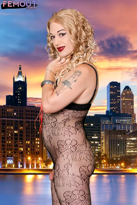 Trans Woman Strips Nude and Poses with Hands on Hips Front and Back – photo 8 of 16
