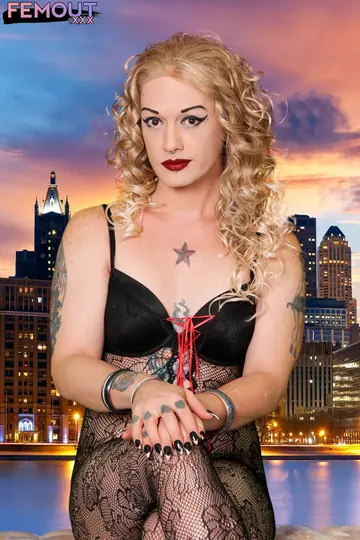 Trans Woman Strips Nude and Poses with Hands on Hips Front and Back