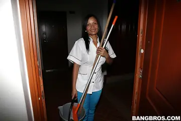 Busty Thick Brunette Shows Off Her Big Ass in a Maid Uniform