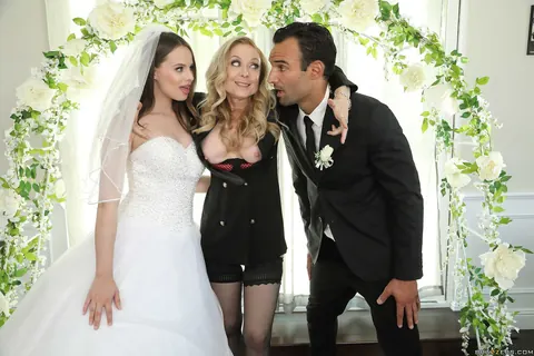 Jillian Janson: Busty Blonde MILF Bride Sucks and Fucks in a Wedding Threesome – photo 1 of 21