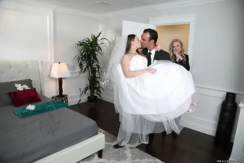 Jillian Janson: Busty Blonde MILF Bride Sucks and Fucks in a Wedding Threesome – photo 9 of 21