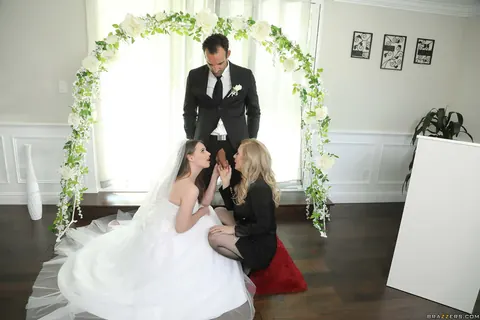 Jillian Janson: Busty Blonde MILF Bride Sucks and Fucks in a Wedding Threesome – photo 4 of 21