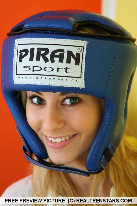 Blonde Sheds Boxing Gear Then Skirt and Panties – photo 3 of 16
