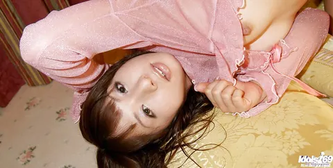 Yuka Osawa: Petite Asian Brunette in Lingerie Spreads Her Legs Wide – photo 7 of 16