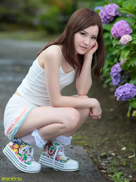 Yui Uehara: Petite Japanese Redhead in Shorts and Socks Gets Fucked Outdoors – photo 1 of 20