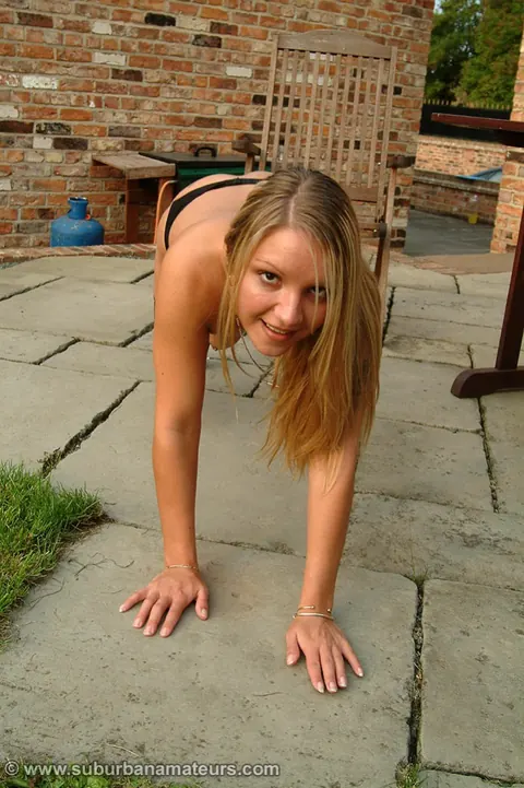 Blonde in Stockings Fingers and Spreads Her Pussy Outdoors – photo 21 of 21