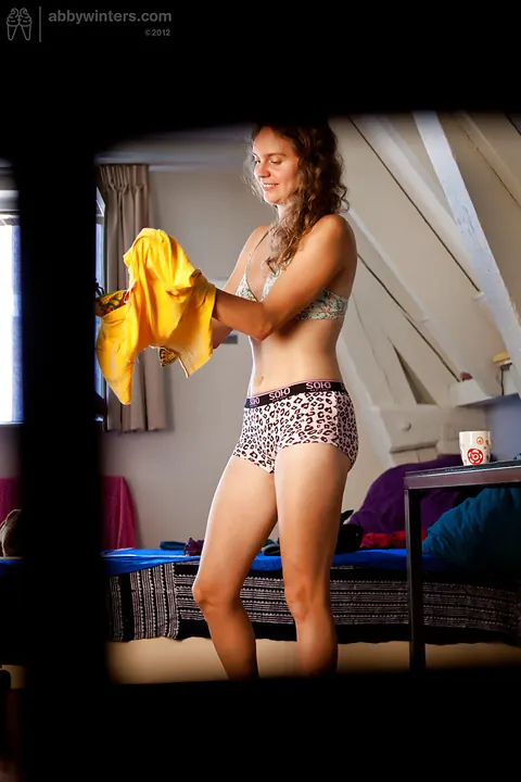 European Brunette Masturbates and Spreads in Shorts – photo 8 of 16