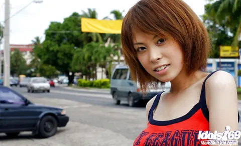 Minami Aikawa: Tall Japanese Brunette Strips Out of Her Shorts in the Forest – photo 7 of 16