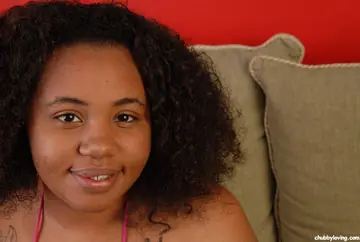 Ebony BBW Peels Off Her Panties and Spreads Her Hairy Pussy