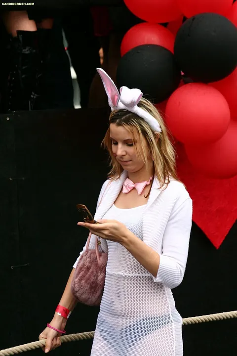 Woman in Cosplay Boots and Shorts Flashes in Public – photo 1 of 16