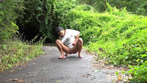 Chloe Lamoure: BBW Brunette Spreads Her Legs and Pisses on a Paved Path Outdoors – photo 2 of 15