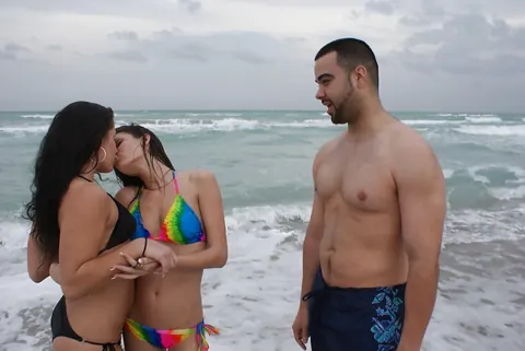 Monica Sexxxton: Two Brunettes in Bikinis Share a Blowjob and Facesit on the Beach – photo 1 of 16