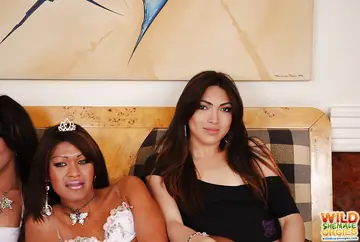 Latina Trans Woman Strips Nude and Poses on Her Knees