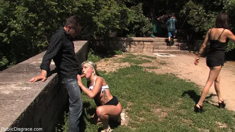 Leyla Black: Skinny Spanish Brunette Sucks and Fucks in Public Bondage – photo 19 of 21