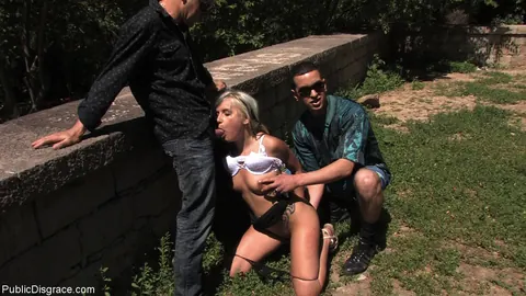 Leyla Black: Skinny Spanish Brunette Sucks and Fucks in Public Bondage – photo 11 of 21