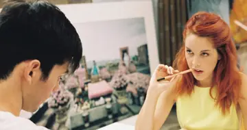 Amarna Miller – European Redhead Lifts Her Dress and Shows Her Body
