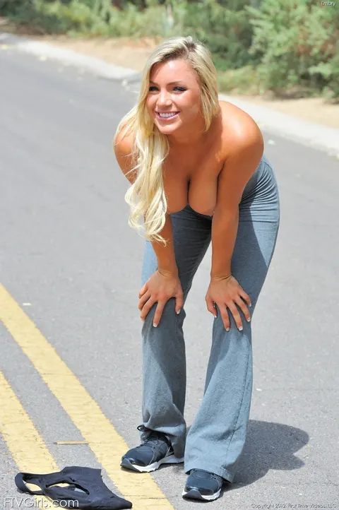 Embry: Busty Thick Blonde Strips Out of Her Athletic Clothes Outdoors – photo 10 of 16