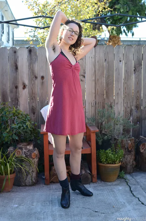 Lilith Luxe: Petite Hairy Brunette Strips Out of Her Dress Outdoors – photo 2 of 21